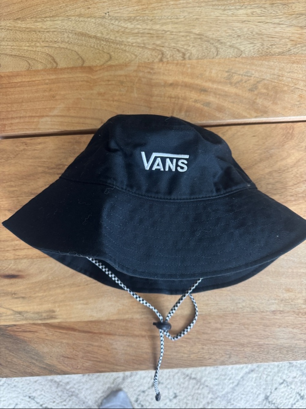 Vans Black Kids Bucket Hat with Chin Cord
